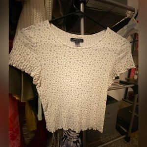 american eagle cropped ribbed flower tee